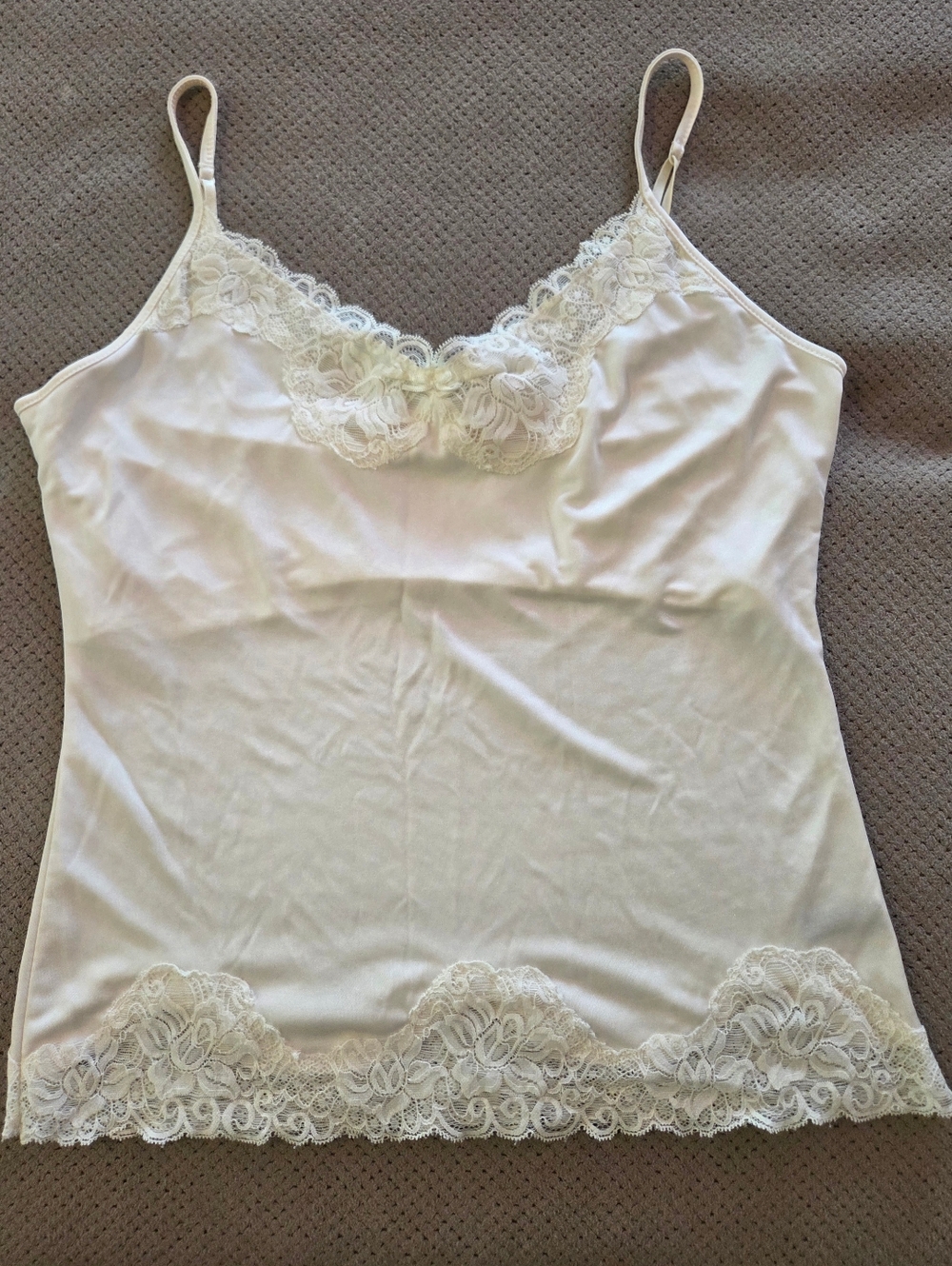 Vintage The Limited Women's large Lace Trim Babydoll Cami Stretch Ivory/off whit - Picture 2 of 14